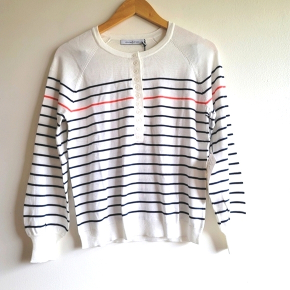 Stitches & Stripes Sweaters - Stitches & Stripes ( Anthro),‎ Striped Sweater, Cream/Navy/Pink, Size Small, NWT
